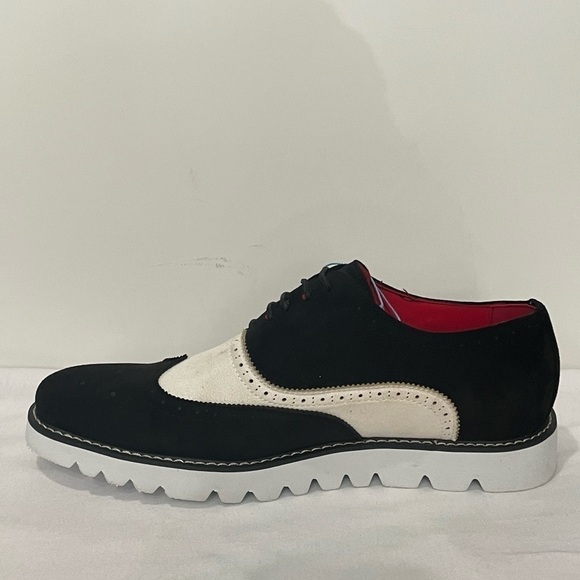 Tayno shoes suede black/white Oxford wingtip thick sole - Picture 3 of 5
